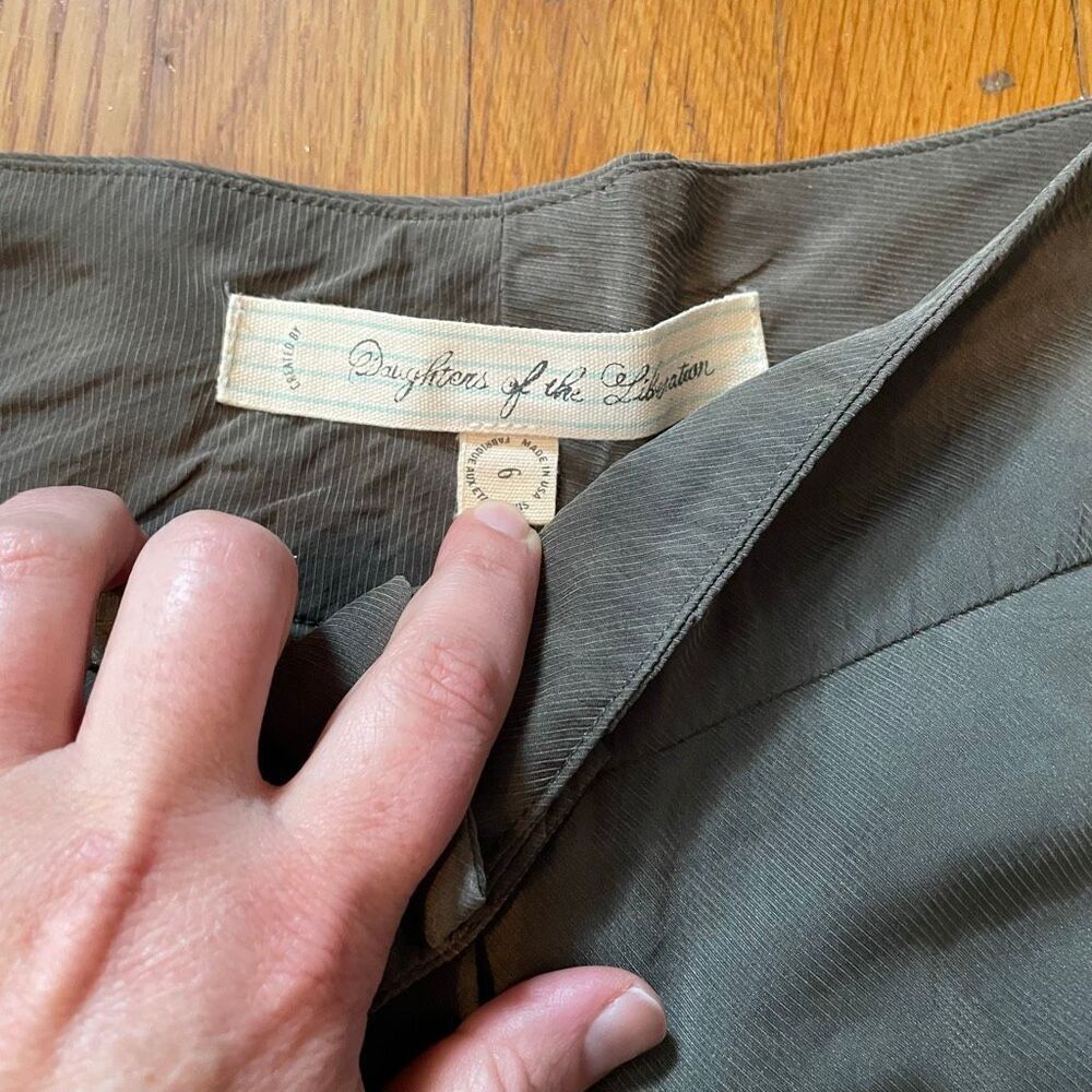 ANTHROPOLOGIE | daughters of the liberation | light army green wide leg pants 6 - Picture 5 of 9